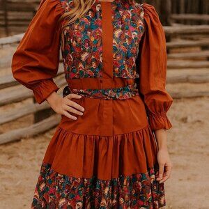 Kate Schorer NWT western Native Indian print vintage top/skirt Unique petite